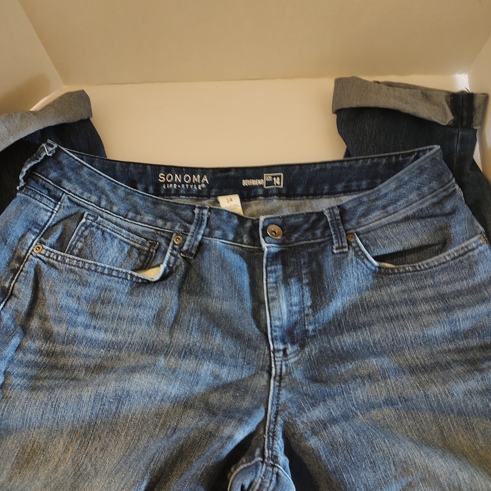 Sonoma Women's Boyfriend Jeans - Medium Blue Denim